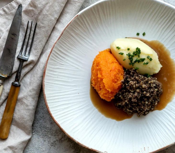 Haggis paired with whisky & gins in 56 North distillery! - Inside 56 North Distillery
